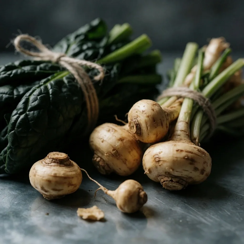 Magnesium-rich foods and mineral powder on a zinc surface